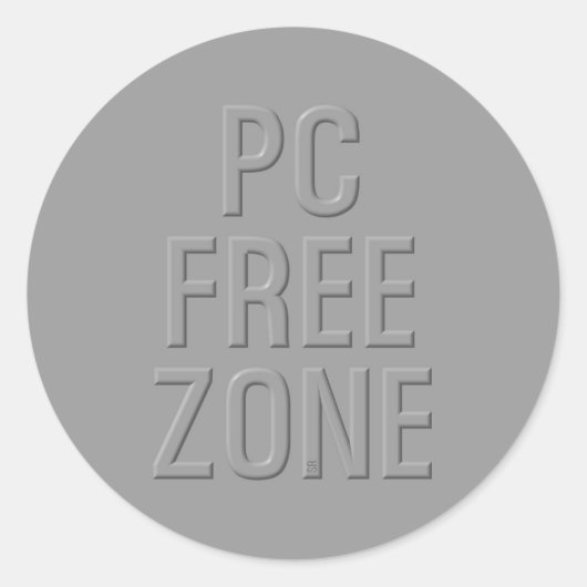 Pc Free Zone grijze grote ronde stickers (Voorkant)