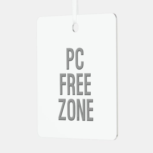 PC Free Zone White metal-ornament Metalen Ornament (Voorkant links)