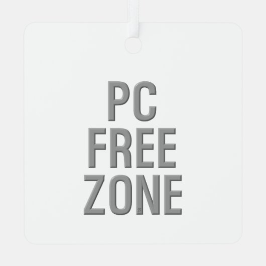 PC Free Zone White metal-ornament Metalen Ornament (Achterkant)