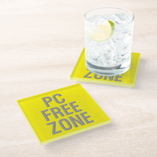 PC Free Zone yellow glass onderzetter