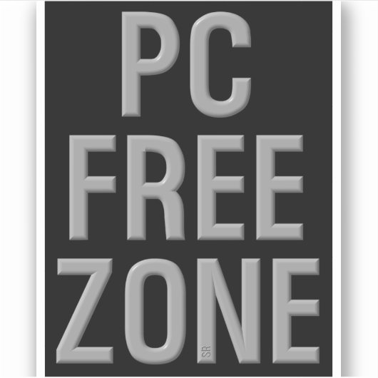 Pc Free Zone zwarte contour sticker (Voorkant)
