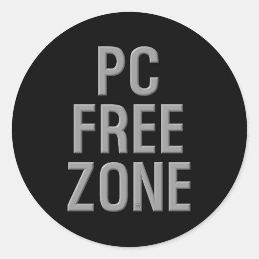 PC Free Zone zwarte ronde grote stickers (Voorkant)