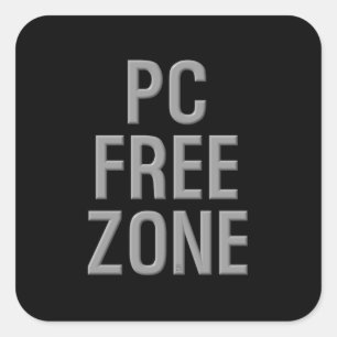 PC Free Zone zwarte vierkante sticker
