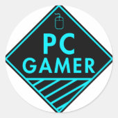 PC gaming (blauw) Ronde Sticker (Voorkant)