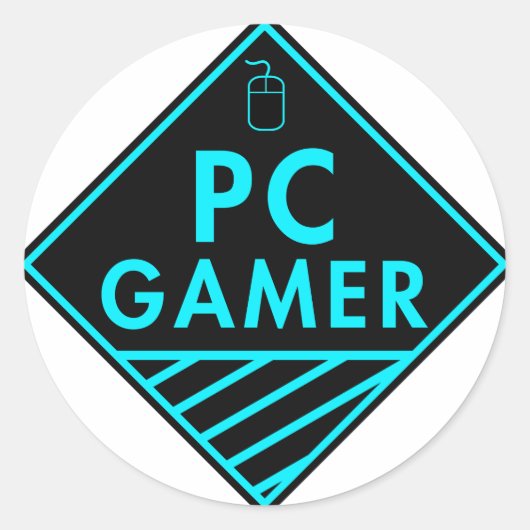 PC gaming (blauw) Ronde Sticker (Voorkant)