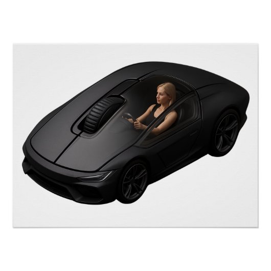 PC Mouse-Car: Klik op de snelheid van een supercar Perfect Poster (Voorkant)