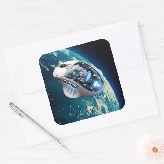 PC Mouse-ruimtevaartuig: Klik op de baan van de aa Vierkante Sticker (Envelop)