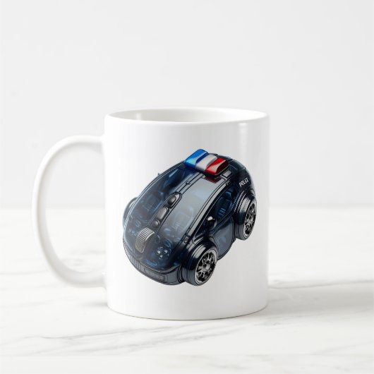 Pc-muis-auto: politievoertuig koffiemok (Links)