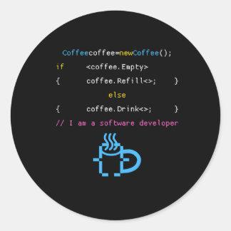 PC Programming Code Wifi Program Koffie Internet C Ronde Sticker