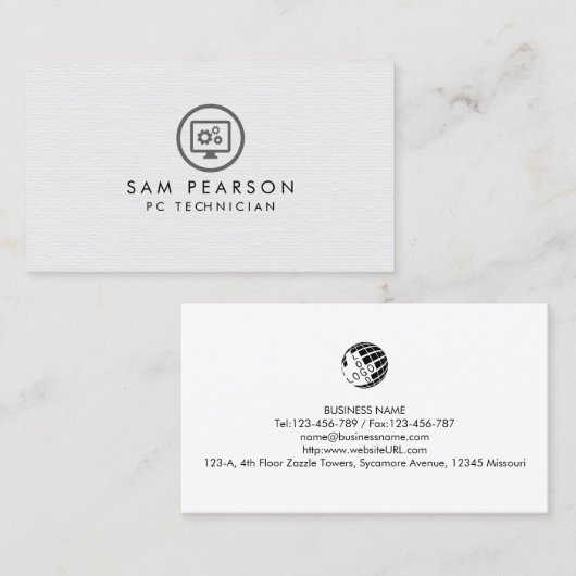 Pc-technicus — Reparatie van computer Visitekaartje (Voorkant / Achterkant)