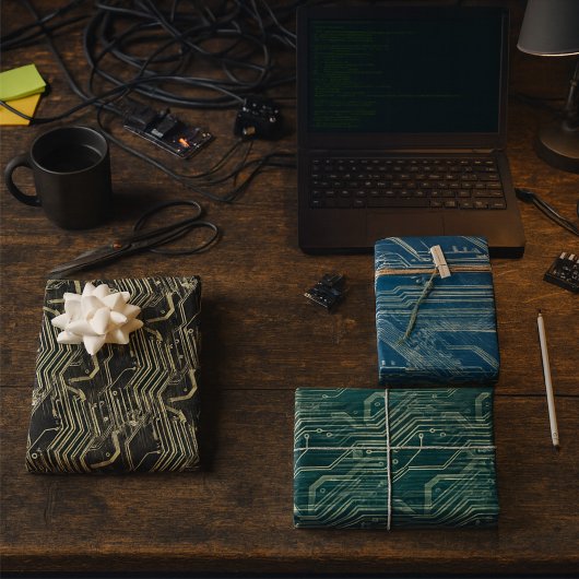 PCB-patroon Quirky Abstracte Elektronische Geek Inpakpapier Vel