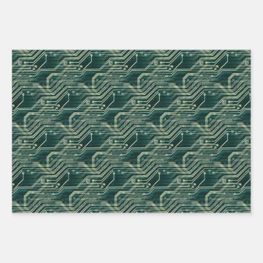 PCB-patroon Quirky Abstracte Elektronische Geek Inpakpapier Vel (Voorkant 3)