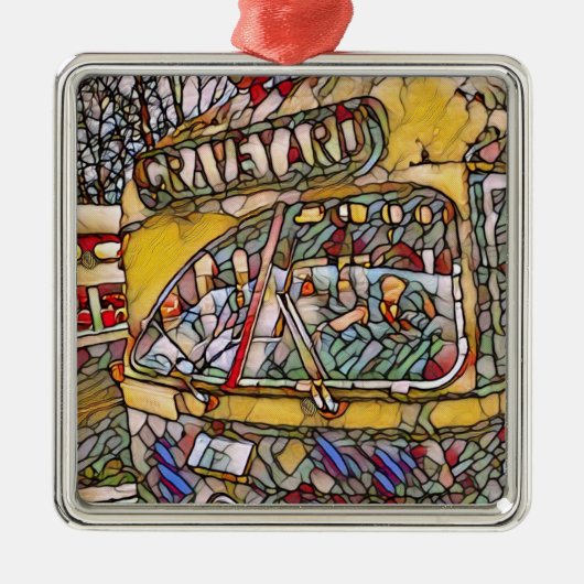 PCC Graveyard Stain Glass Square Ceramic Ornament (Voorkant)