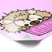 PCH CUTE CARTOON PASTEL PINK HEDGEHOG CUPCAKE HAPP FOTO AFDRUK (Hoek)