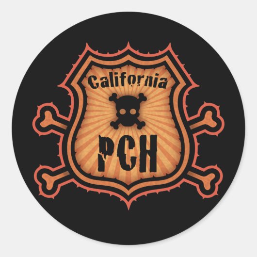PCH en Crossbones Ronde Sticker (Voorkant)