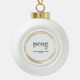 pcog WAZIGE GOUDEN CIRKELS met frase & schriftuur Keramische Bal Ornament