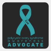 PCOS Advocate Black Square Sticker (Voorkant)