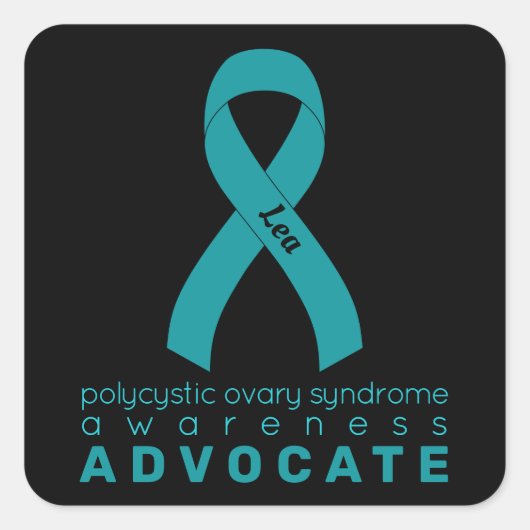 PCOS Advocate Black Square Sticker (Voorkant)