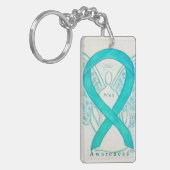 PCOS Angel Blauwgroen Awareness Ribbon Sleutelhang Sleutelhanger (Voorkant Links)