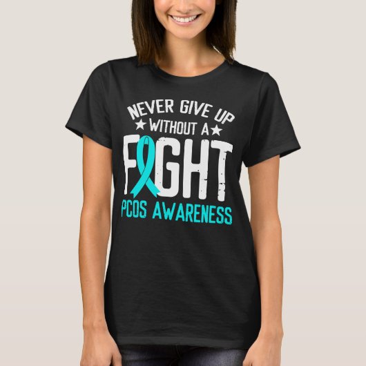 PCOS Awareness a Fight Ovariate Syndrome Survivor T-shirt (Voorkant)