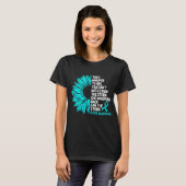 PCOS Awareness Blauwgroen Ribbon Ovarium the Storm T-shirt (Voorkant volledig)