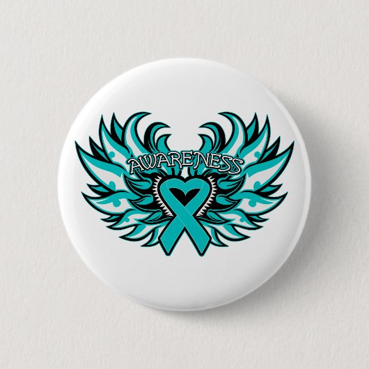 PCOS Awareness Heart Wings.png Ronde Button 5,7 Cm (Voorkant)