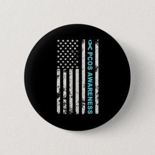 PCOS Awareness Month Blauwgroen lint Amerikaanse v Ronde Button 5,7 Cm