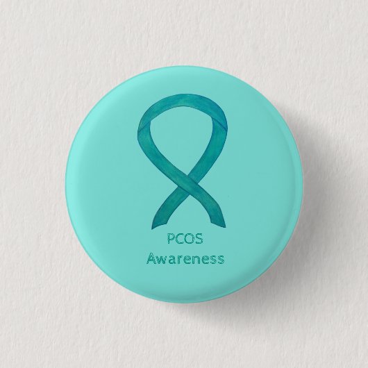 PCOS Awareness Ribbon Custom Art Pin Ronde Button 3,2 Cm (Voorkant)