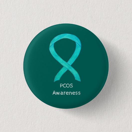PCOS Awareness Ribbon Custom Art Pin Ronde Button 3,2 Cm (Voorkant)
