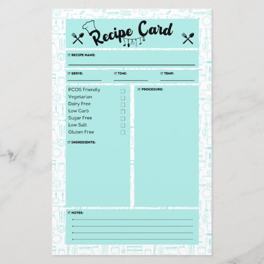 PCOS Friendly Recipe Card (Achterkant)