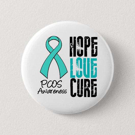 PCOS Hope Love Cure Ribbon Ronde Button 5,7 Cm (Voorkant)