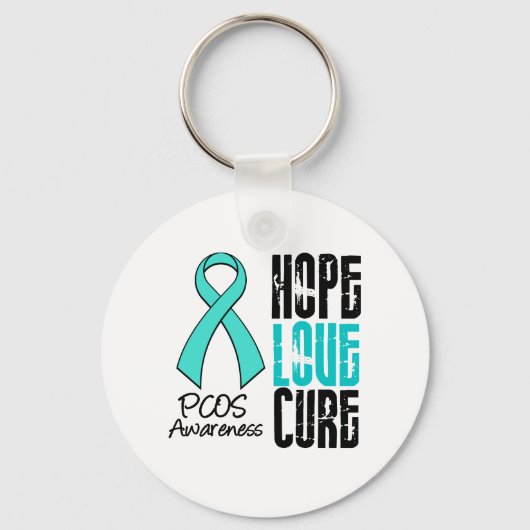 PCOS Hope Love Cure Ribbon Sleutelhanger (Voorkant)