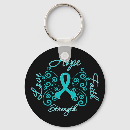 PCOS Hope Motto Butterfly Sleutelhanger (Voorkant)