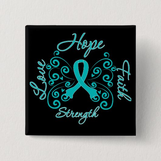 PCOS Hope Motto Butterfly Vierkante Button 5,1 Cm (Voorkant)