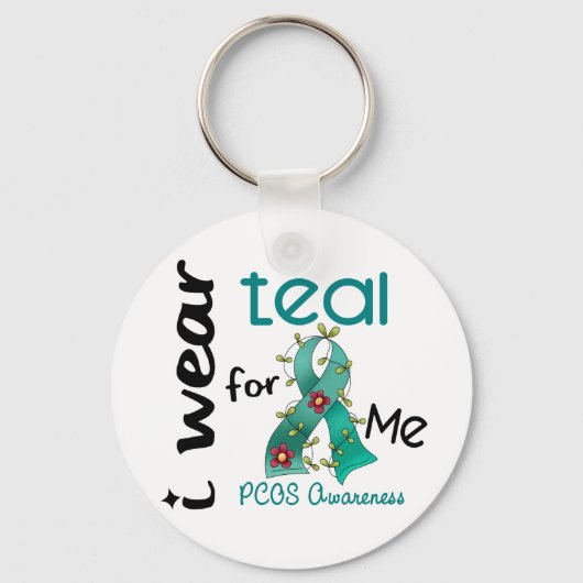 PCOS I Draag Blauwgroen voor ME 43 Sleutelhanger (Voorkant)