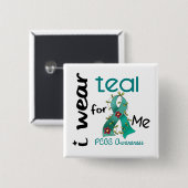 PCOS I Draag Blauwgroen voor ME 43 Vierkante Button 5,1 Cm (Voorkant /achterkant)