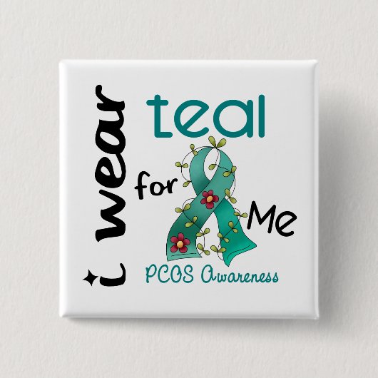 PCOS I Draag Blauwgroen voor ME 43 Vierkante Button 5,1 Cm (Voorkant)