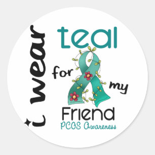 PCOS I Draag Blauwgroen voor mijn vriend 43 Ronde Sticker