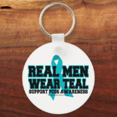 PCOS Real Mannen Draag Blauwgroen Sleutelhanger (Voorkant)