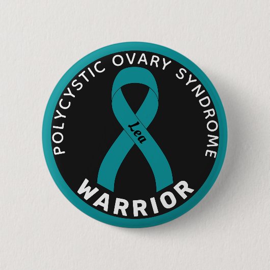 PCOS Warrior Ribbon Black Button (Voorkant)