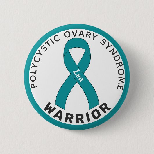 PCOS Warrior Ribbon White Button (Voorkant)