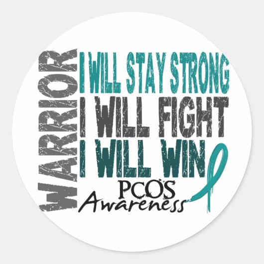PCOS Warrior Ronde Sticker (Voorkant)