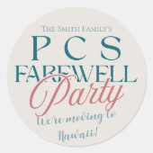 PCS Afscheidsfeest - Moderne Militaire Weg Ronde Sticker (Voorkant)