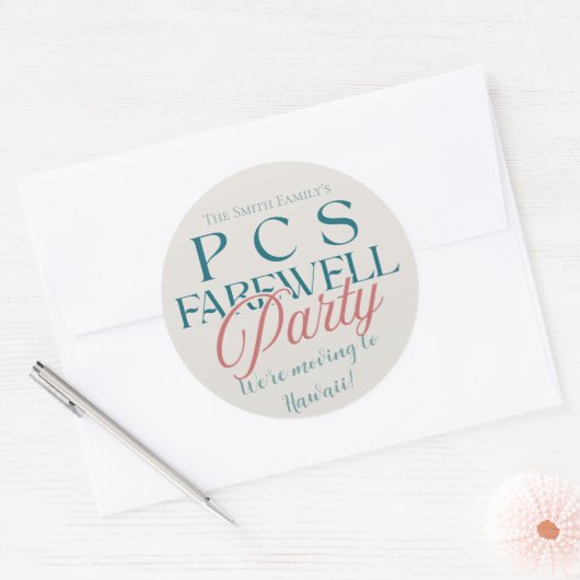 PCS Afscheidsfeest - Moderne Militaire Weg Ronde Sticker (Envelop)