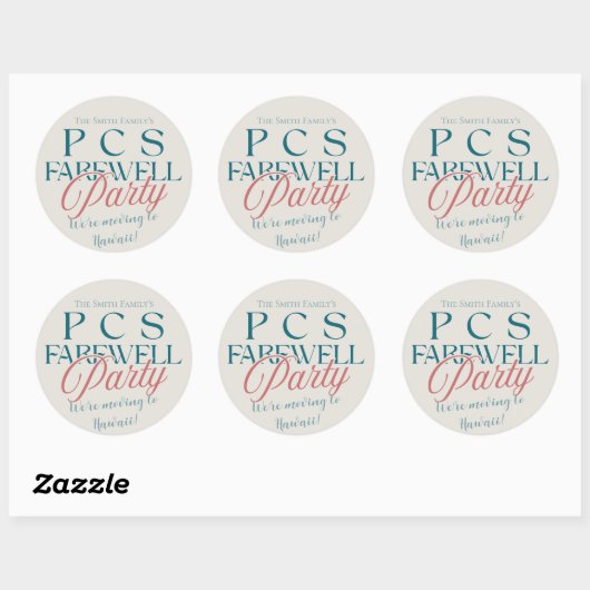 PCS Afscheidsfeest - Moderne Militaire Weg Ronde Sticker (Vel)