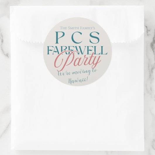 PCS Afscheidsfeest - Moderne Militaire Weg Ronde Sticker (Tas)