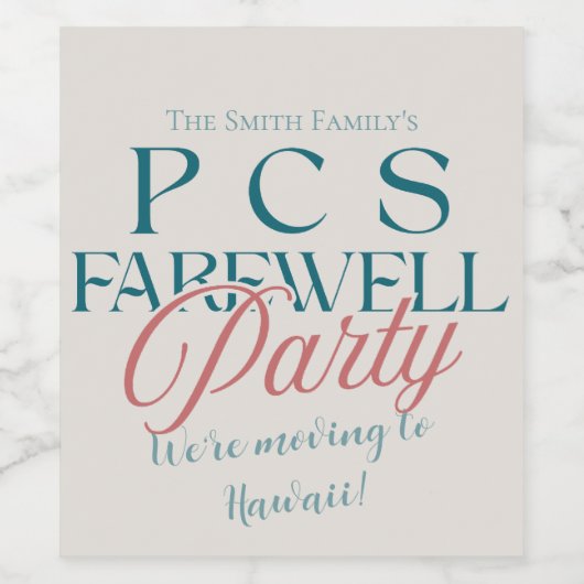 PCS Afscheidsfeest - Moderne Militaire Weg Wijn Etiket (Enkel label)