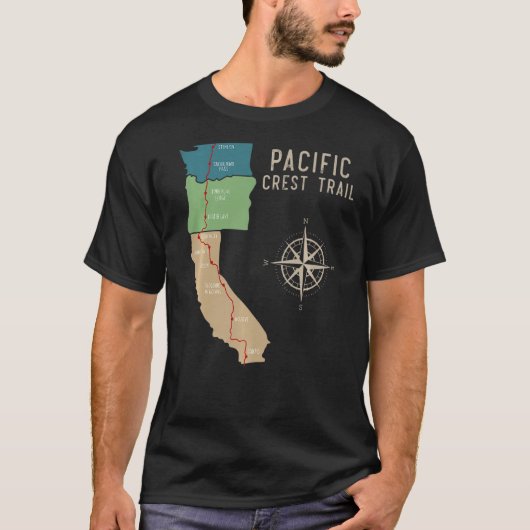 PCT Pacific Crest Trail Wandelkaart 1 T-shirt (Voorkant)