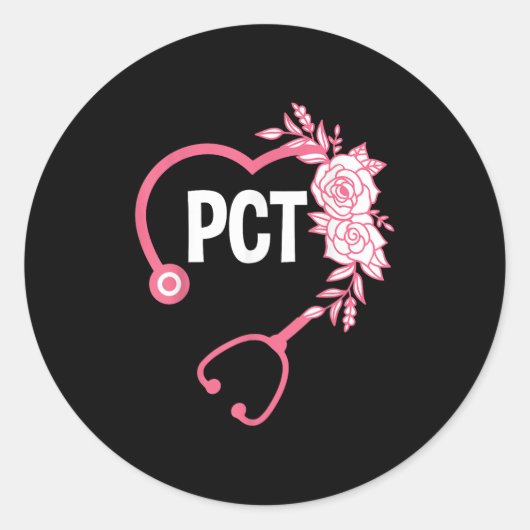 PCT Stethoscoop Ontwerp Patiëntenzorgtechnicus PCT Ronde Sticker (Voorkant)