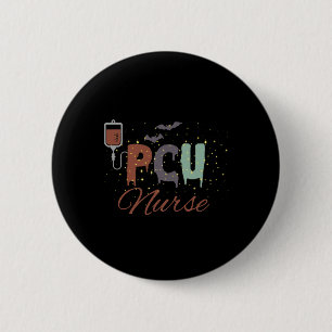PCU Nurse Halloween Retro Nurse Progressive Care U Ronde Button 5,7 Cm